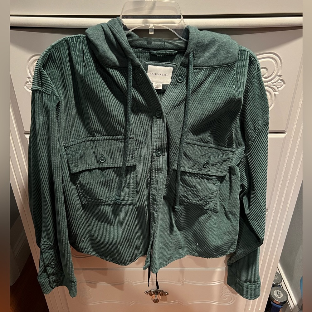 Green Corduroy Cropped Jacket